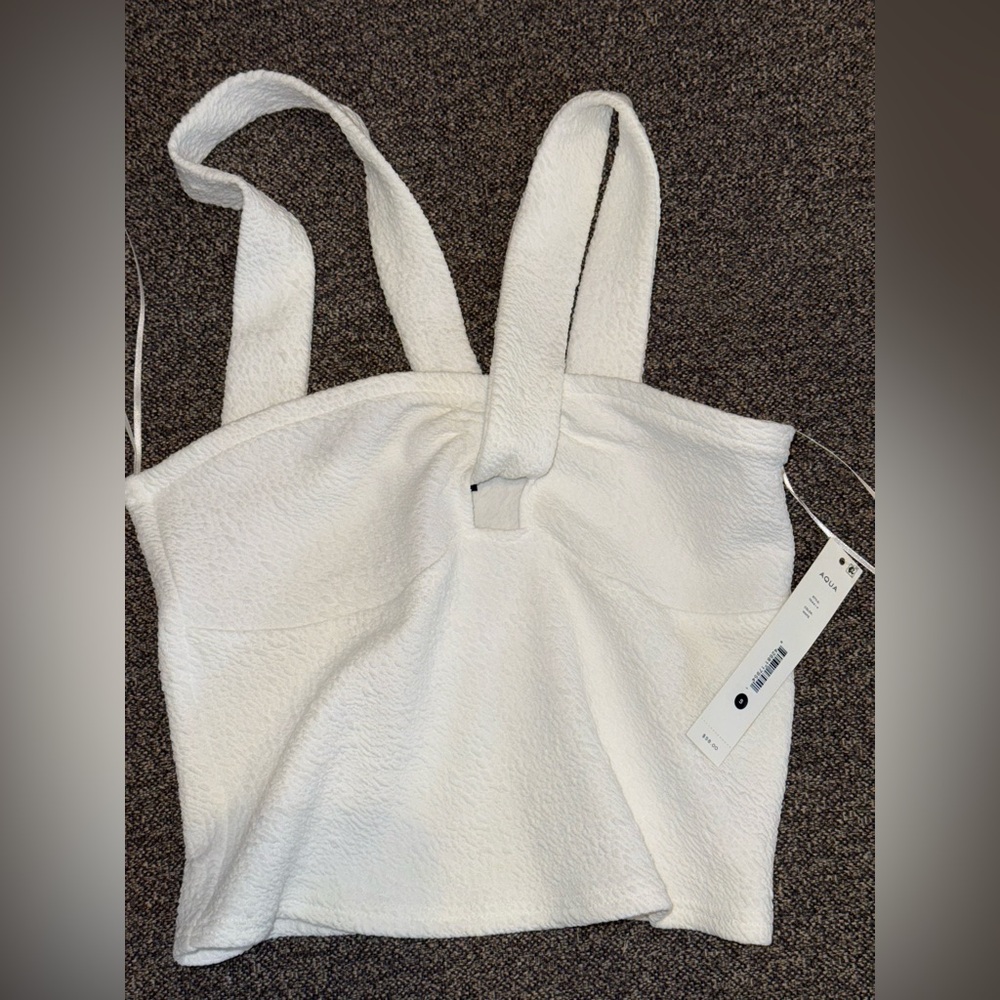 Aqua White Textured Top